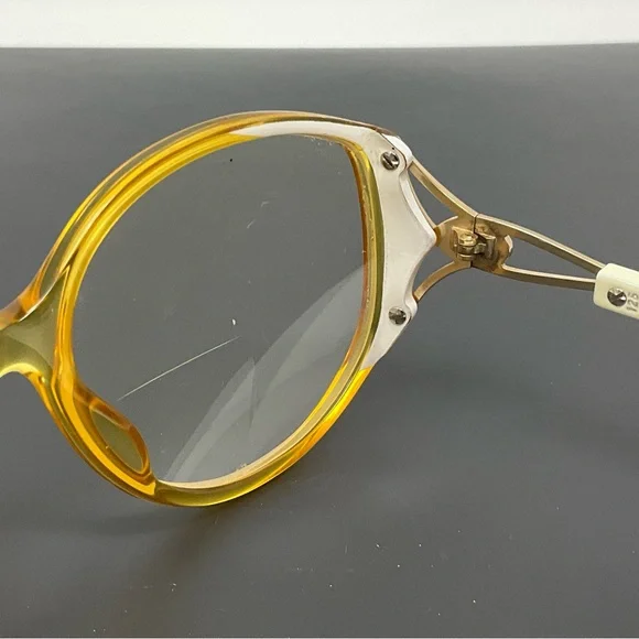 Vintage Christian Dior Vintage 2709 70 Yellow White Gold Sunglasses Frame 58mm - Picture 5 of 16